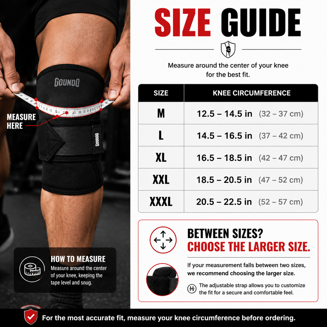 GOUNOD Knee Sleeves for Weightlifting - 7mm Neoprene Knee Sleeves