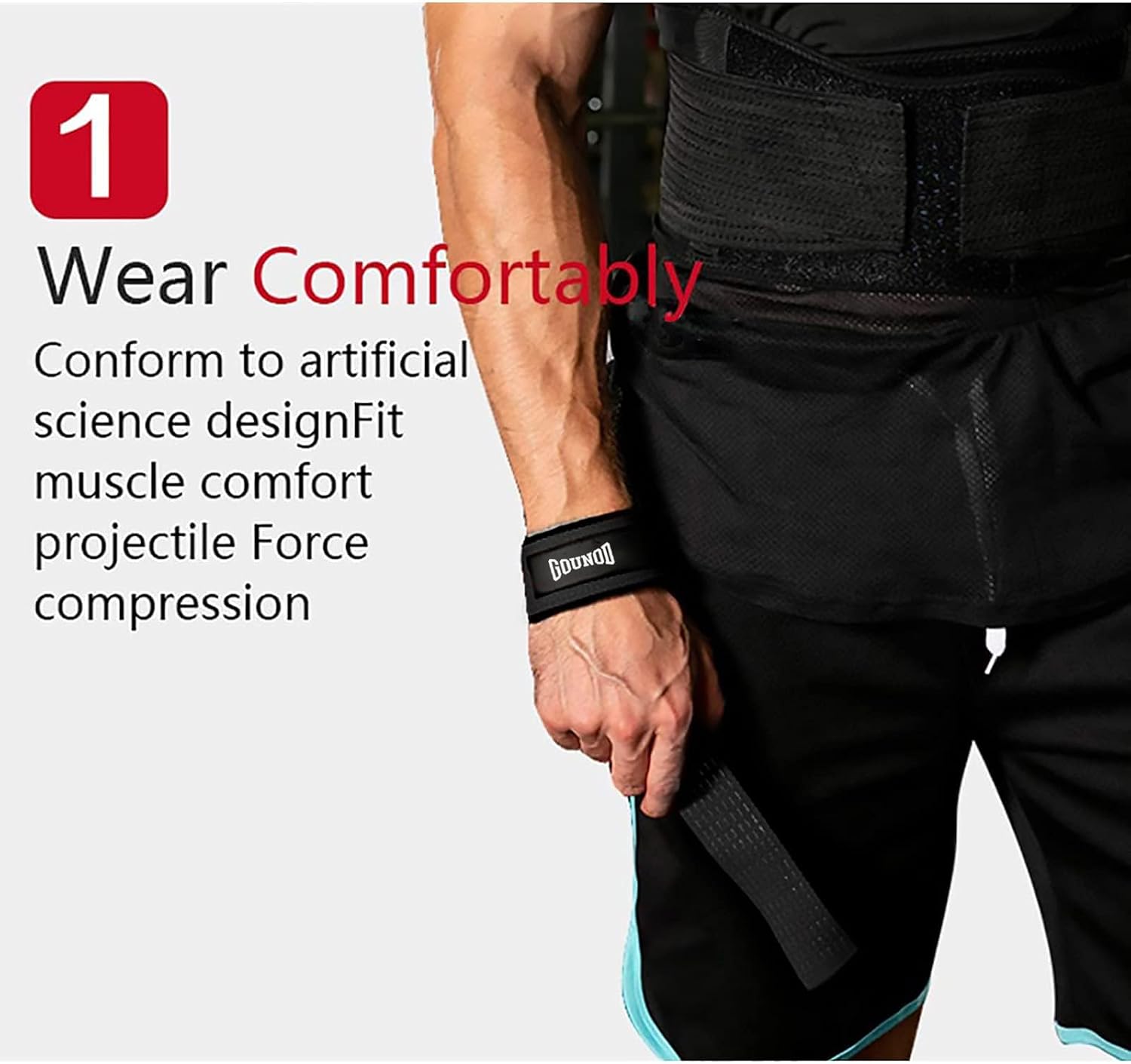 GOUNOD Lifting Straps for Weightlifting, Padded Wrist Straps, Black J461