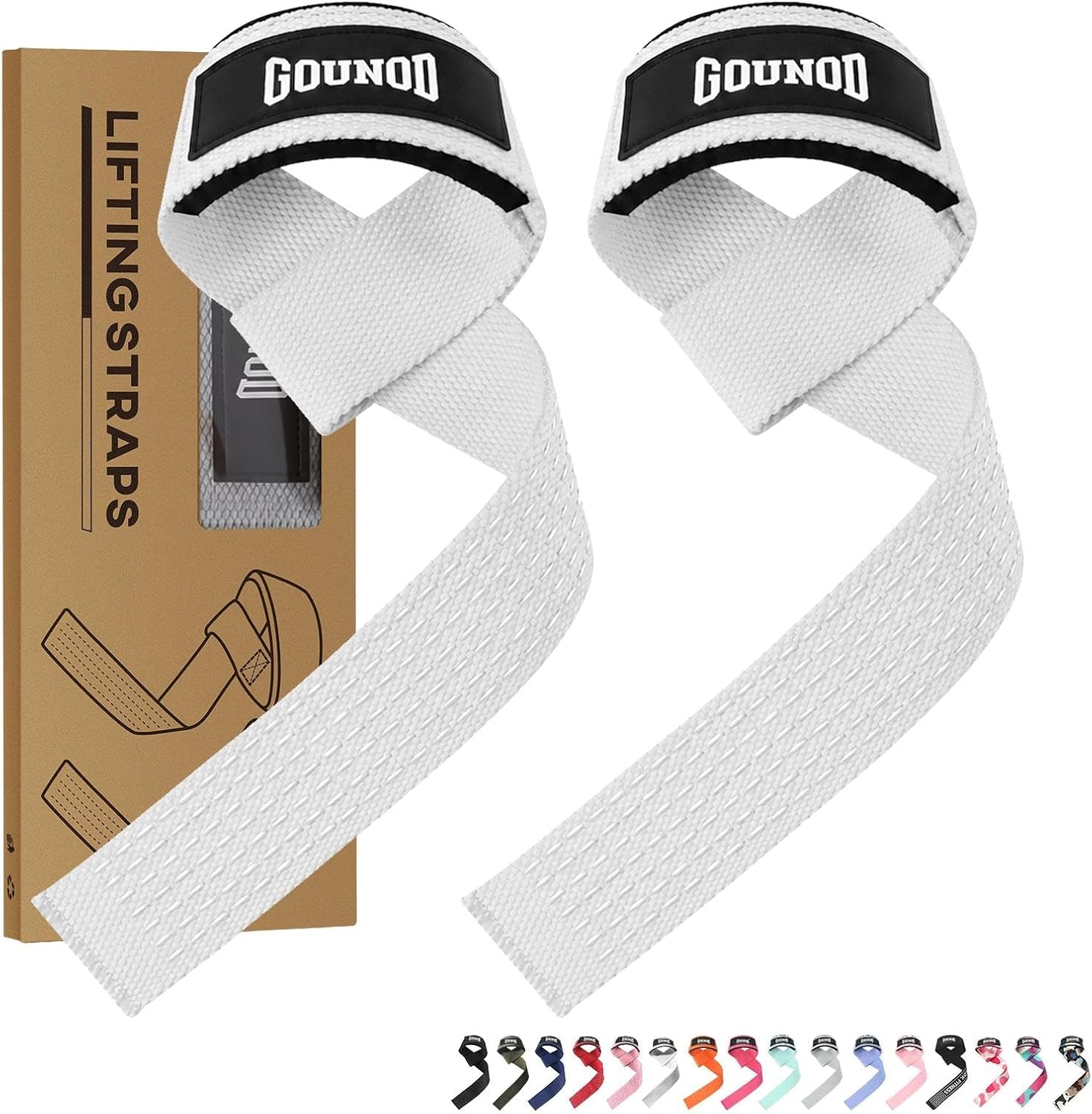 GOUNOD Lifting Straps for Weightlifting, Padded Wrist Straps, Black J461