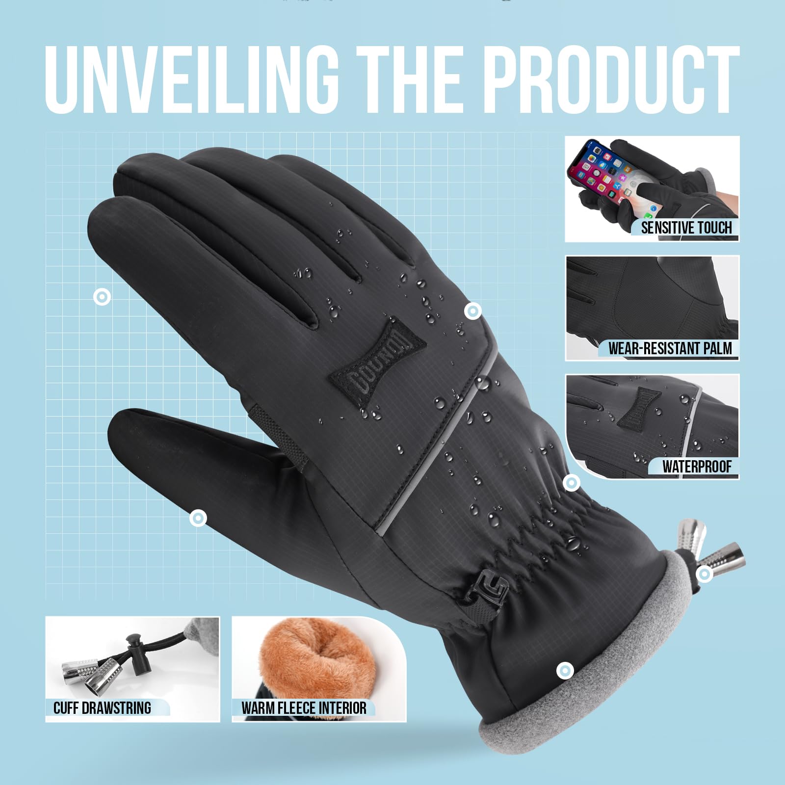 GOUNOD Thermal Insulated Waterproof Windproof Cold Weather Gloves GDUS