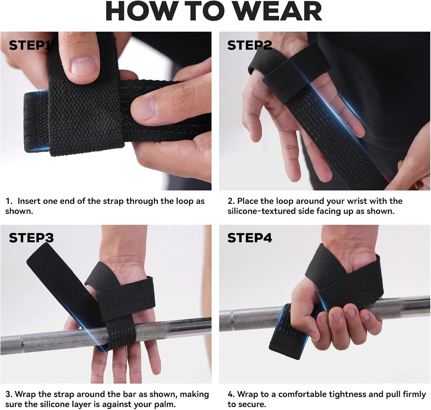 GOUNOD Lifting Straps for Weightlifting, Padded Wrist Straps, Black J461