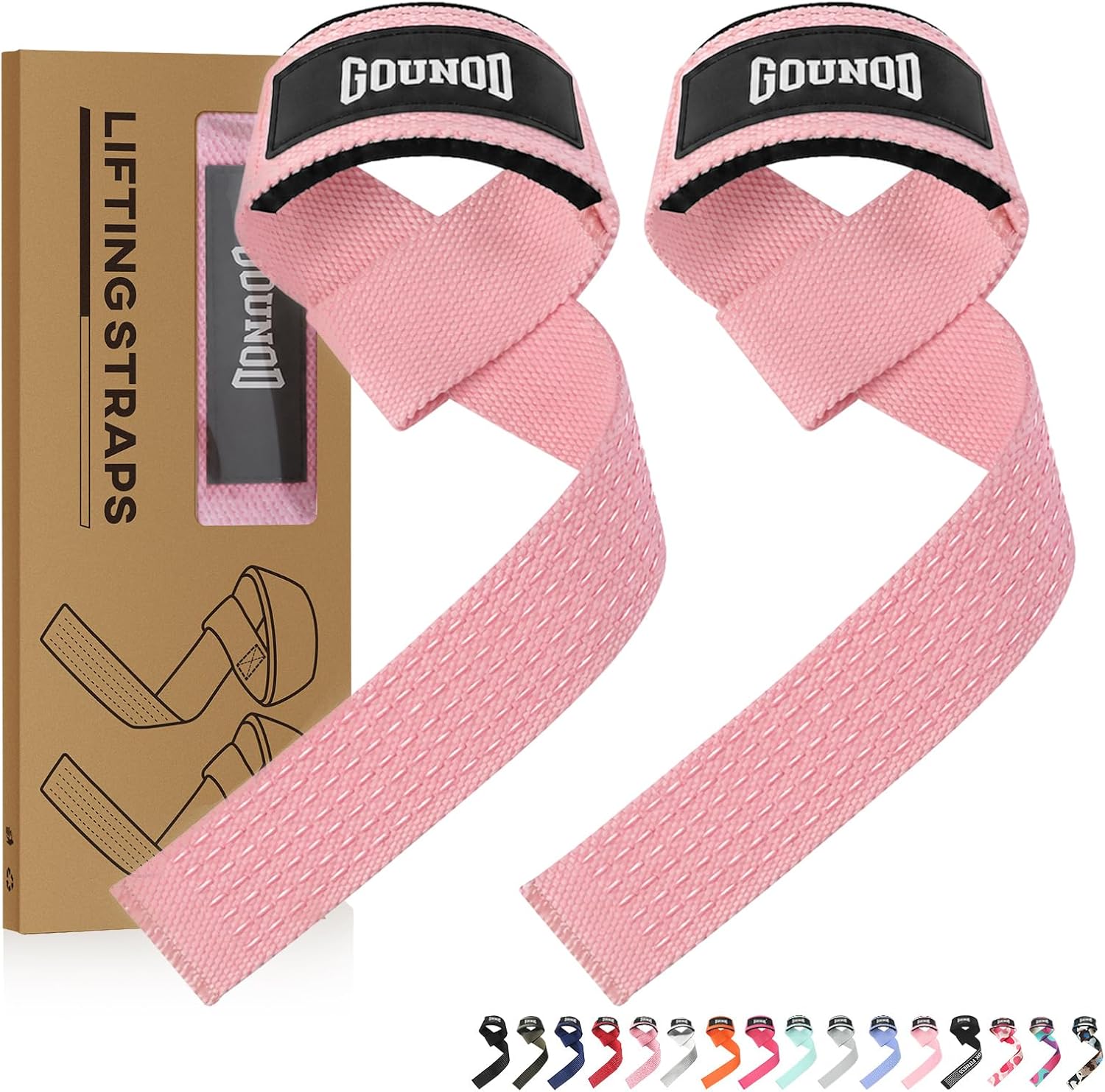 GOUNOD Lifting Straps for Weightlifting, Padded Wrist Straps, Black J461