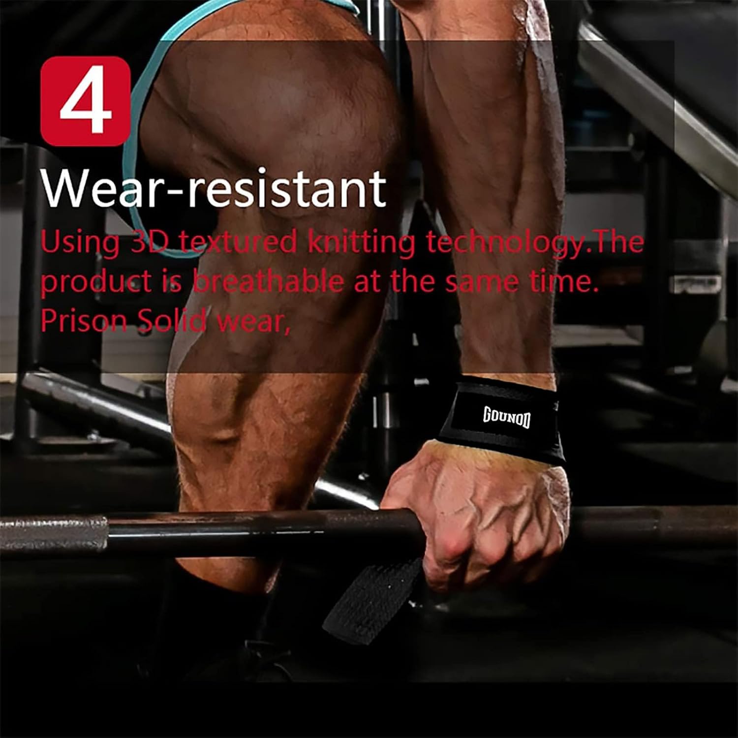 GOUNOD Lifting Straps for Weightlifting, Padded Wrist Straps, Black J461