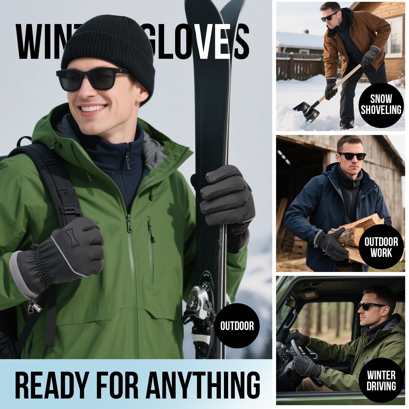GOUNOD Thermal Insulated Waterproof Windproof Cold Weather Gloves GDUS