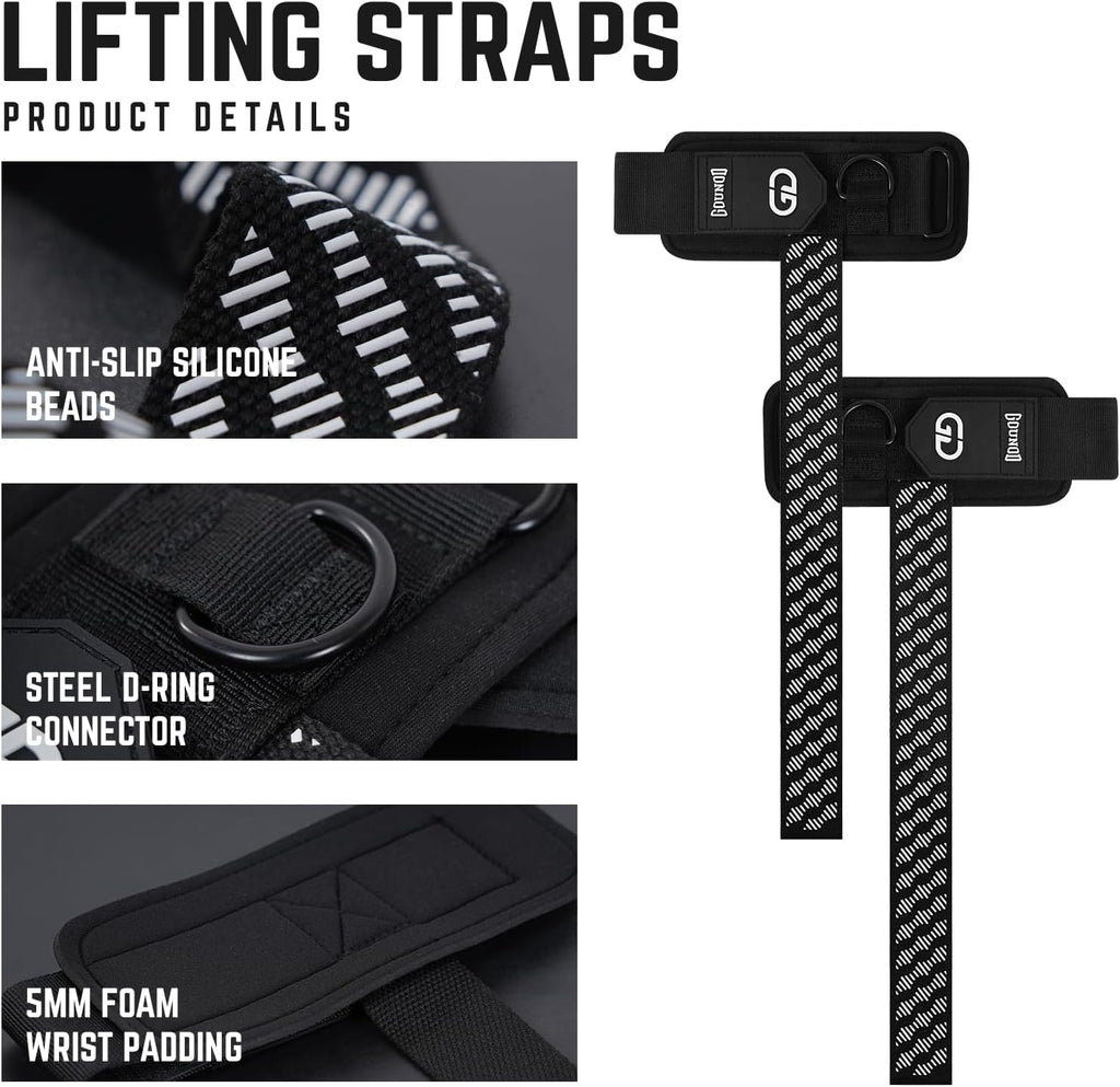 GOUNOD Lifting Wrist Straps with D Ring for Weightlifting