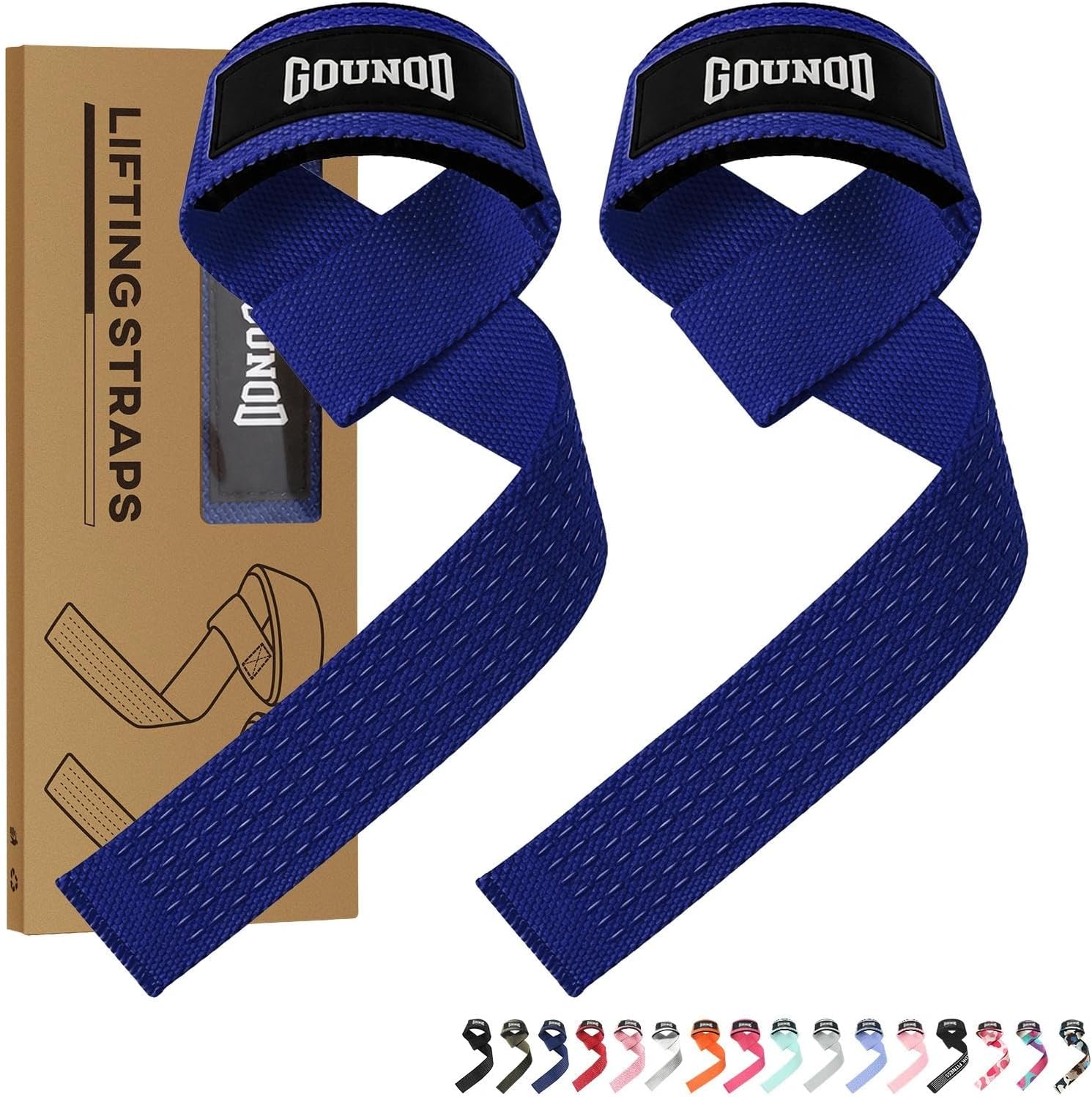 GOUNOD Lifting Straps for Weightlifting, Padded Wrist Straps, Black J461