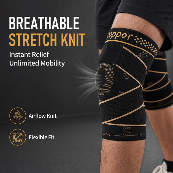 GOUNOD Copper Knee Compression Sleeve With Detachable Straps Meniscus Tear HX013