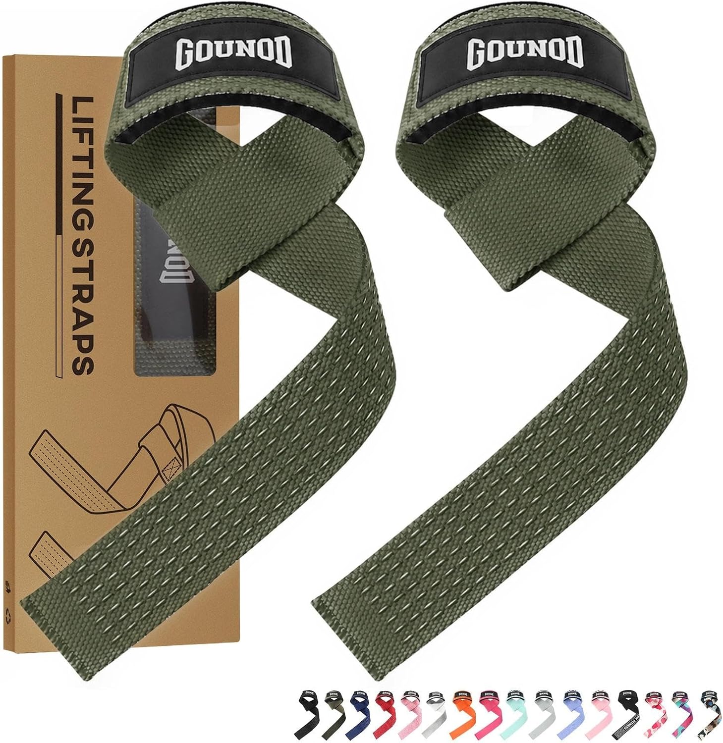 GOUNOD Lifting Straps for Weightlifting, Padded Wrist Straps, Black J461