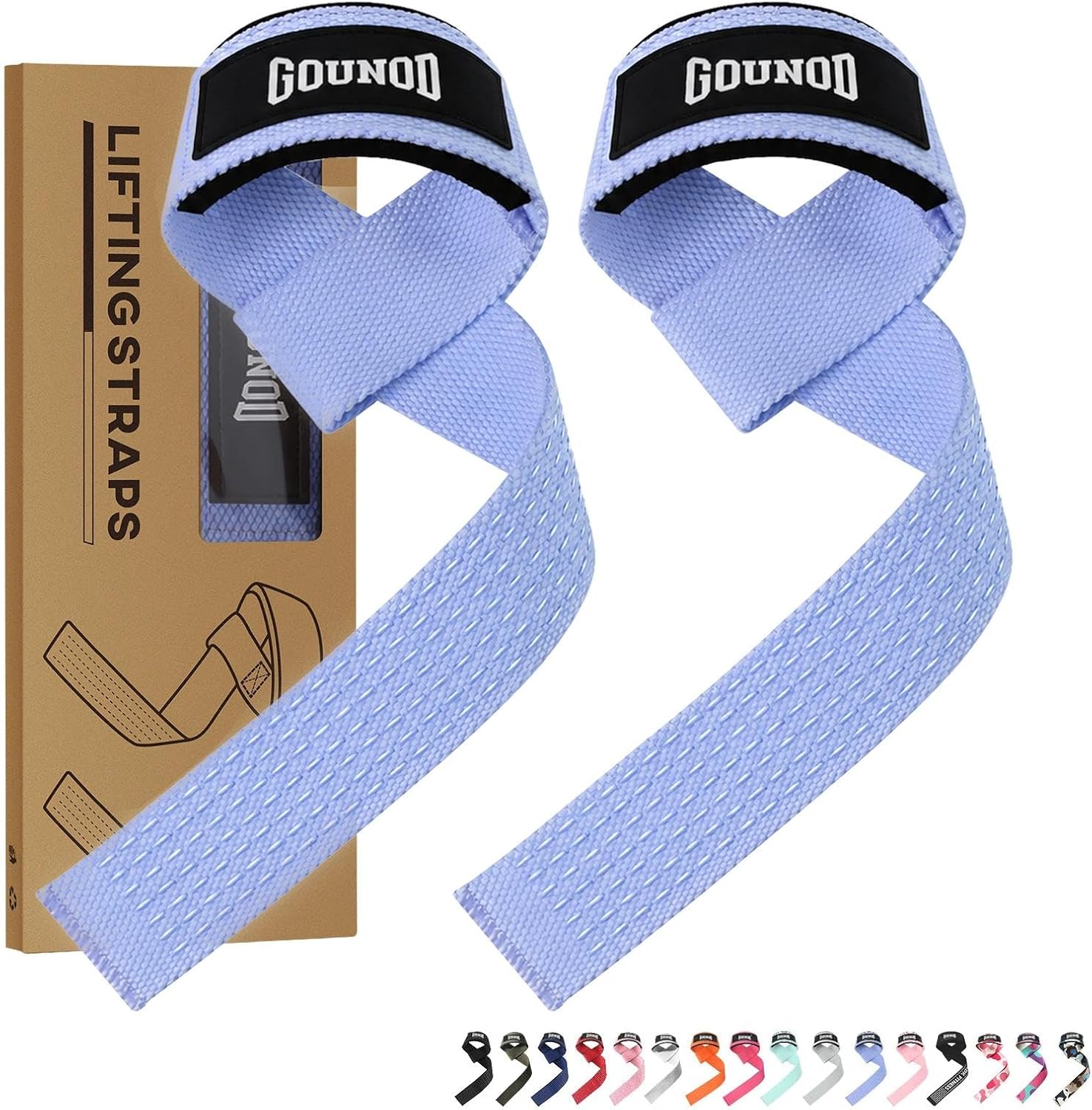 GOUNOD Lifting Straps for Weightlifting, Padded Wrist Straps, Black J461