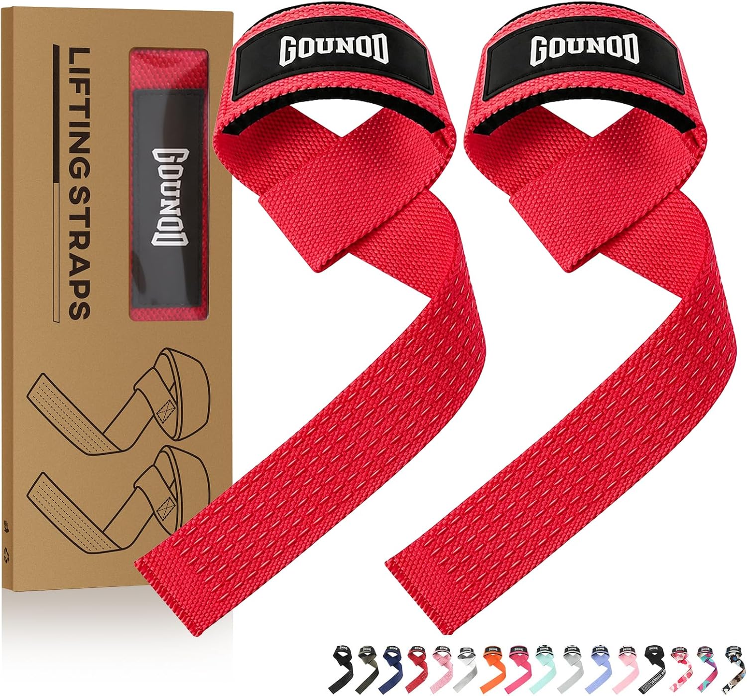 GOUNOD Lifting Straps for Weightlifting, Padded Wrist Straps, Black J461