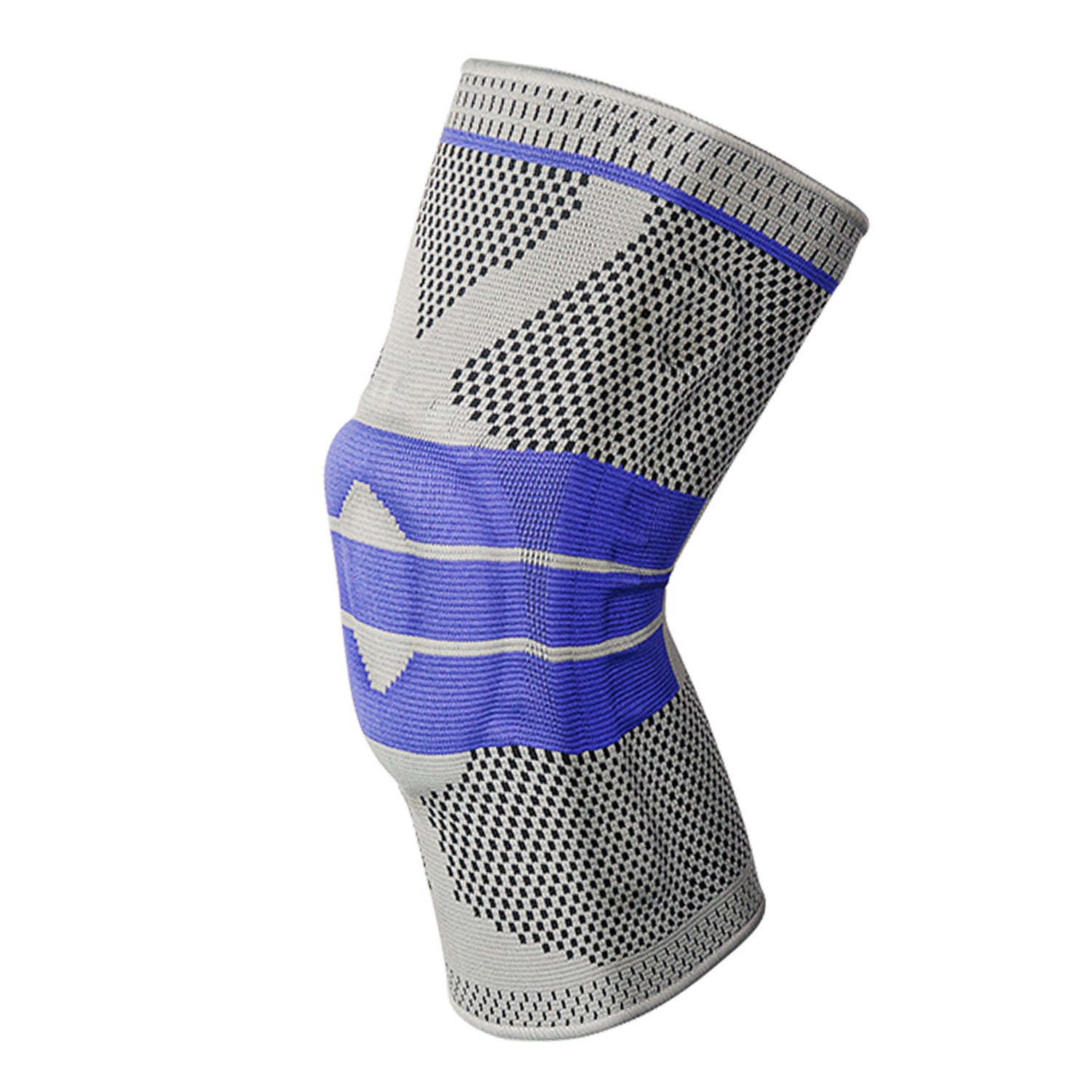 Knitted Sports Knee Brace with Silicone and Spring Support